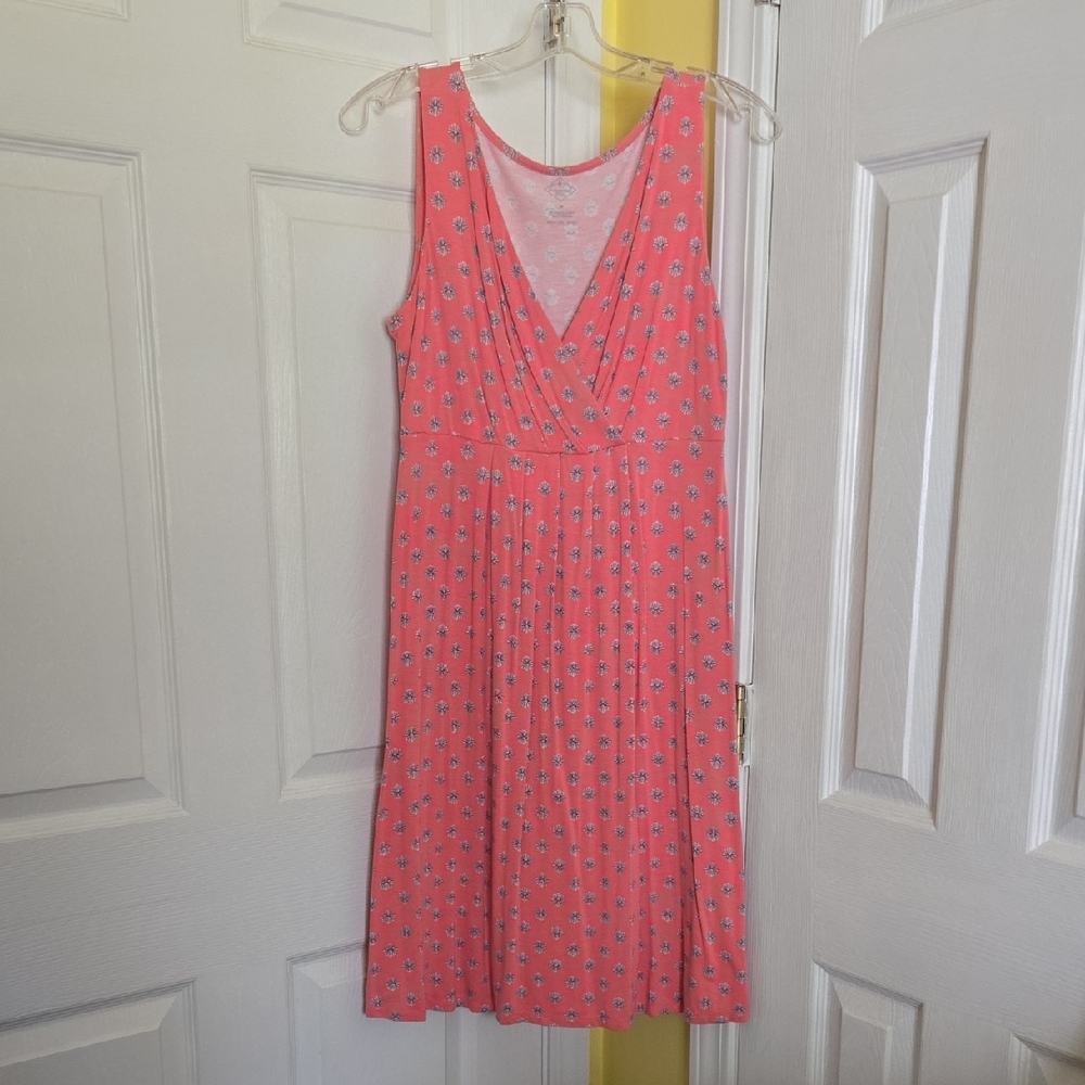 St. John's Bay Coral Pink Floral V-Neck Sleeveless Dress